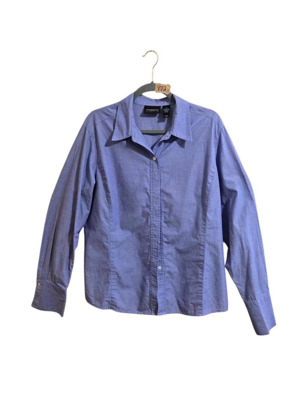 Liz Claiborne Women's Blue Long Sleeve Button-Up Shirt SZ 14‎ Business Office